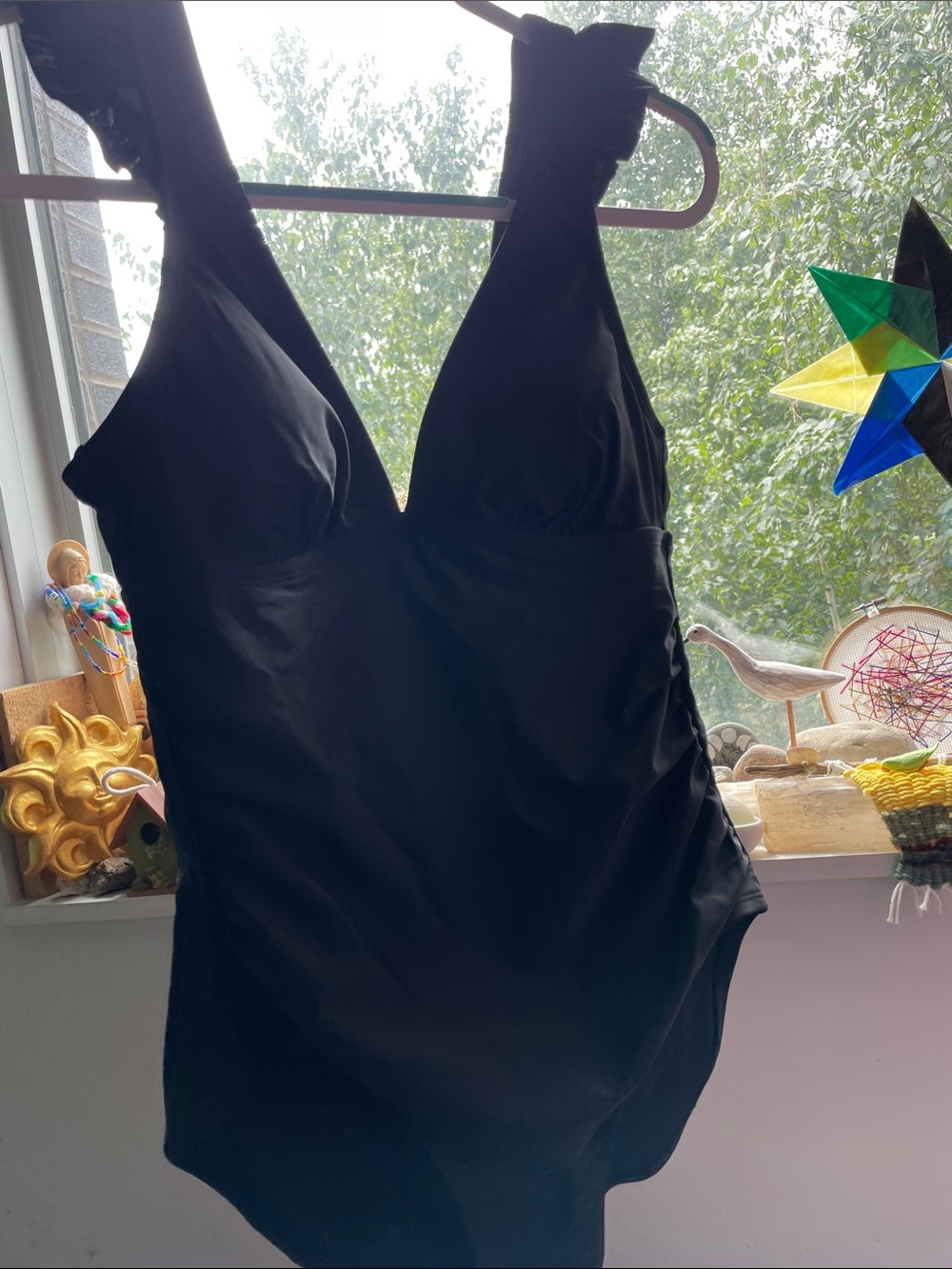 Classic Black One-Piece Swimsuit with V-Neck